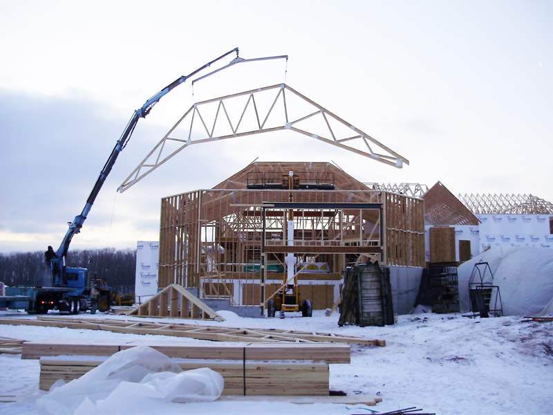 Cambered Trusses being set