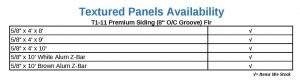 Textured Panels Availability
